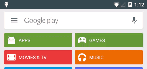 Google Play store Barra de búsqueda