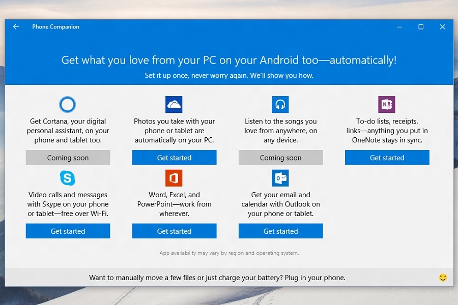 Windows 10 Phone Companion App