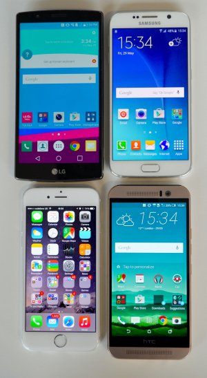 iPhone vs Galaxy S6 vs G4 vs One M9
