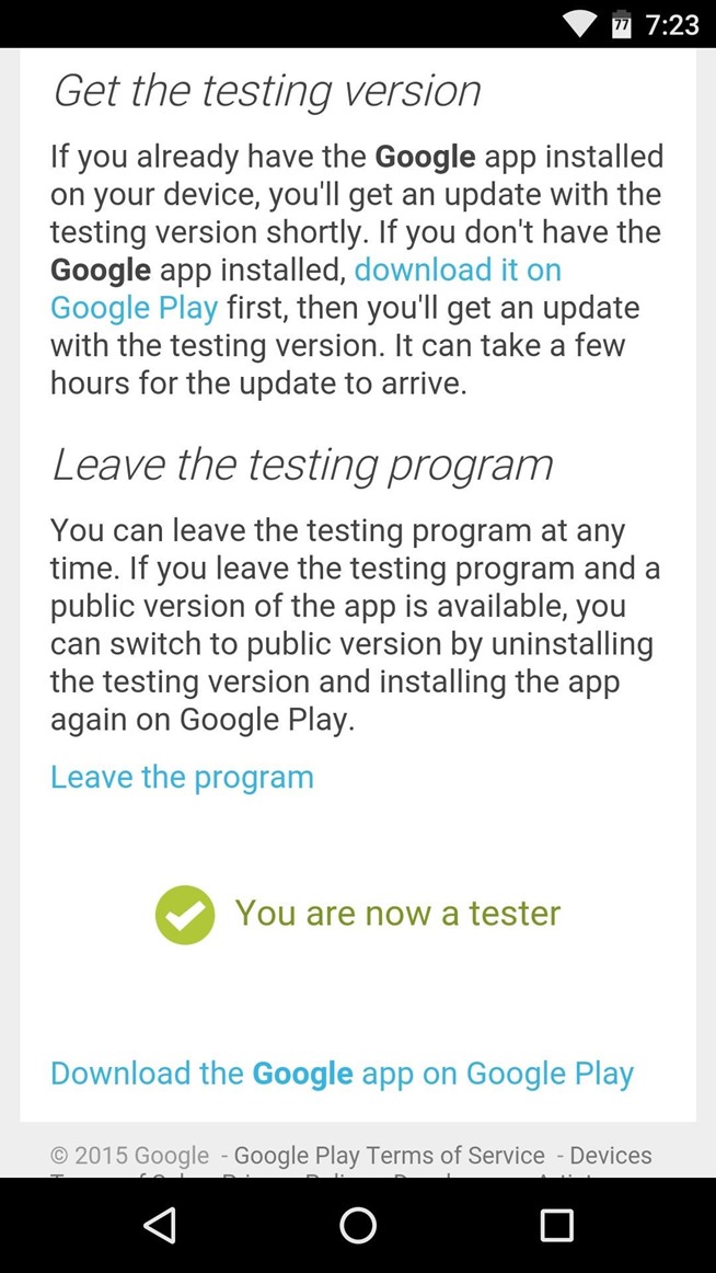 Google Beta Tester