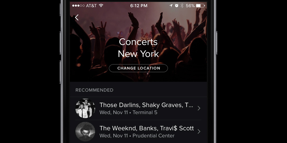 Spotify recomienda conciertos