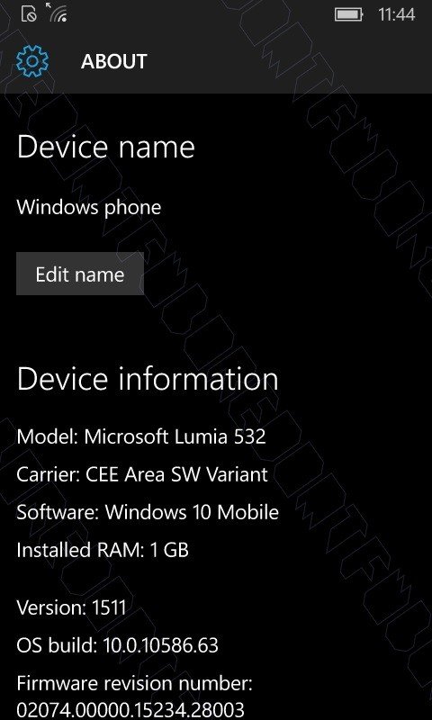 Windows 10 Mobile versión 10586.63