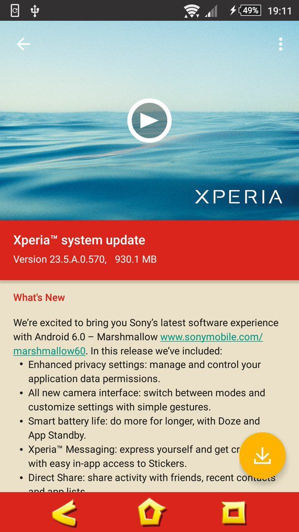 Sony Xperia Actualización